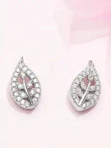 Zavya 925 Sterling Silver Rhodium-Plated Cubic Zirconia Studded Studs Earrings