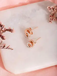 Zavya Rose Gold Plated 925 Pure Sterling Silver Cubic Zirconia Contemporary Studs
