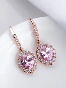 Zavya 925 Sterling Silver Rose Gold-Plated Cubic Zirconia Studded Studs Earrings