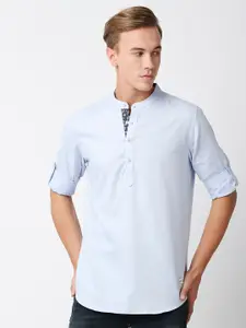 Solemio Comfort Slim Fit Cotton Mandarin Collar Casual Shirt