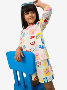 The Souled Store Girls Round Neck Long Sleeves Graphic Printed Regular Fit Cotton T-shirt