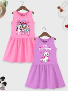 YK Disney Girls Pack of 2 Printed Fit & Flare Dresses