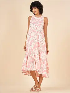 AKKRITI BY PANTALOONS Floral Printed Flared A-Line Cotton Midi Dress