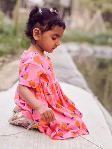 Somersault Girls Conversational Printed Empire Pure Cotton Dress