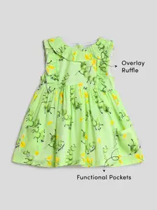 Somersault Girls Round Neck Sleeveless Floral Print Cotton A-Line Dress
