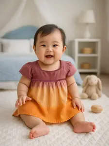 Somersault Girls Tie and Dye Puff Sleeve A-Line Dress