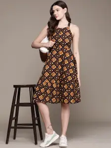 Roadster Tie & Dye Print Fit & Flare Dress