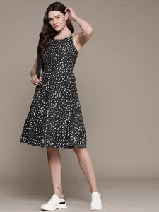 Roadster Polka Dot Print Fit & Flare Dress