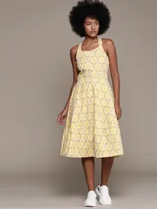 Roadster Tie & Dye Print Tiered Fit & Flare Dress