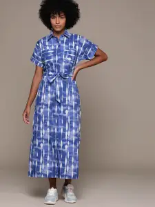 Roadster Print Shirt Wrap Midi Dress with Belt