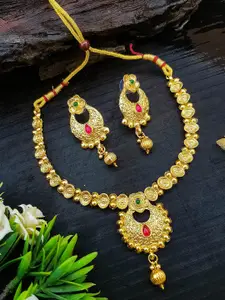 GRIIHAM Gold-Plated Pearls Beaded Necklace & Earrings