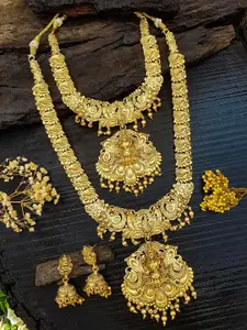 GRIIHAM Set Of 2 Gold Plated Goddess Lakshmi Necklace & Earrings Set