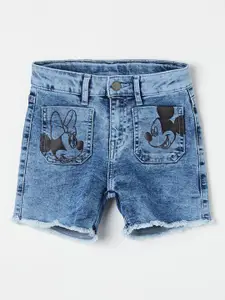 Fame Forever by Lifestyle Girls Mickey & Friends Printed Denim Shorts