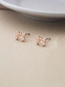 MANNASH Floral Rose Gold Plated 925 Sterling Silver Studs Earrings