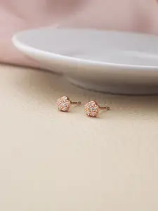 MANNASH 92.5 Sterling Silver 18KT Rose Gold-Plated Floral Studs Earrings