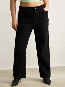 FREAKINS Women Plus Size Straight Fit Stretchable High-Rise Jeans