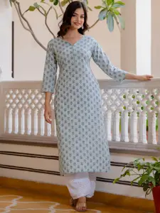 Nayo Ethnic Motifs Printed Cotton Straight Kurta