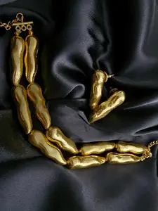 Binnis Wardrobe Gold plated Two Line Necklace & Earrings