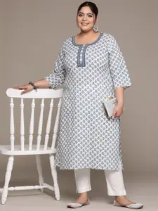 Readiprint Plus Size Ethnic Motifs Printed Thread Work Pure Cotton Kurta