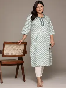 Readiprint Plus Size Ethnic Motifs Printed Thread Work Pure Cotton Kurta