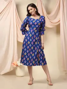 FASHION DREAM Ethnic Motifs Printed A-Line Midi Dress