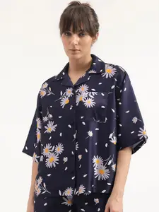 United Colors of Benetton Floral Printed Cuban Collar Casual Shirt