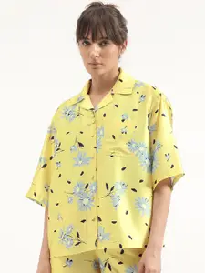 United Colors of Benetton Floral Printed Cuban Collar Casual Shirt