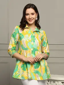 FASHION DREAM Floral Printed Shirt Collar Shirt Style Top