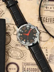 Killer Men Brass Dial & Leather Straps Analogue Watch KLMO73C