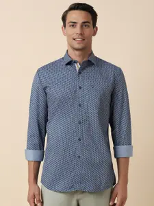 Allen Solly Slim Fit Geometric Printed Spread Collar Long Sleeves Cotton Casual Shirt