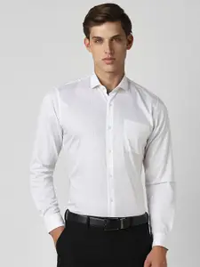 Peter England Slim Fit Grid Tattersall Checks Cotton Checked Formal Shirt