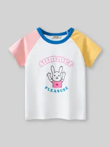 INCLUD Girls Typography Printed Round Neck T-shirt