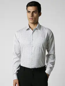 Van Heusen Spread Collar Long Sleeves Slim Fit Cotton Checked Formal Shirt