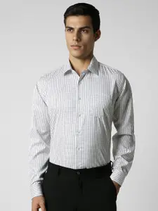 Van Heusen Spread Collar Long Sleeves Slim Fit Checked Regular Fit Cotton Formal Shirt