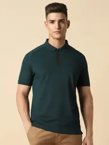 Allen Solly Embroidered Cotton Knitted Polo Collar T-shirt