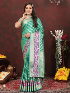 PATIALAPICKS Geometric Woven Design Zari Pure Cotton Paithani Saree