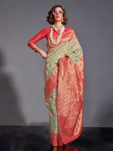 Mitera Sea Green Woven Design Zari Banarasi Saree