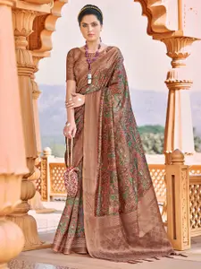 Saree mall Ethnic Motifs Zari Silk Blend Banarasi Sarees