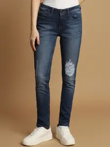 Allen Solly Woman Women Slim Fit Mildly Distressed Light Fade Stretchable Jeans