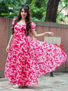 Fashion2wear Floral Printed Georgette Fit & Flare Maxi Dress