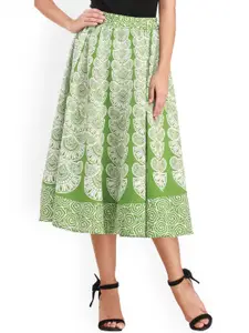 Exotic India Pilkhuwa With Block Printed Pure Cotton A-Line Midi Skirt