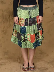 Exotic India Printed A-Line Mini Skirt