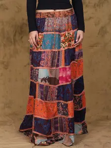Exotic India Printed A-Line Maxi Skirt