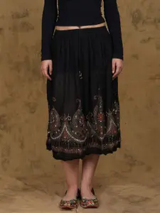 Exotic India Embellished A-Line Mini Skirt