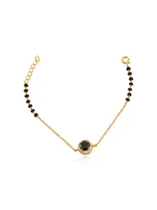 Unniyarcha 92.5 Silver Gold-Plated Artificial Stones and Beads Bracelet Mangalsutra