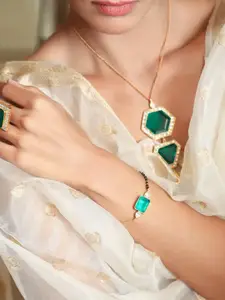 Unniyarcha 92.5 Silver Gold-Plated Artificial Stones and Beads Mangalsutra Bracelet