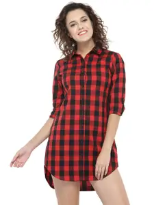 BAESD Checked Cotton Shirt Mini Dress