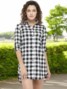 BAESD Checked Shirt Cotton Mini Dress