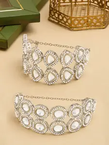 AMI Set of 2 Silver Plated American Diamond Wraparound Bracelet