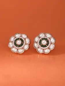 AMI Rose Gold-Plated Cubic Zirconia Floral  Studs Earrings